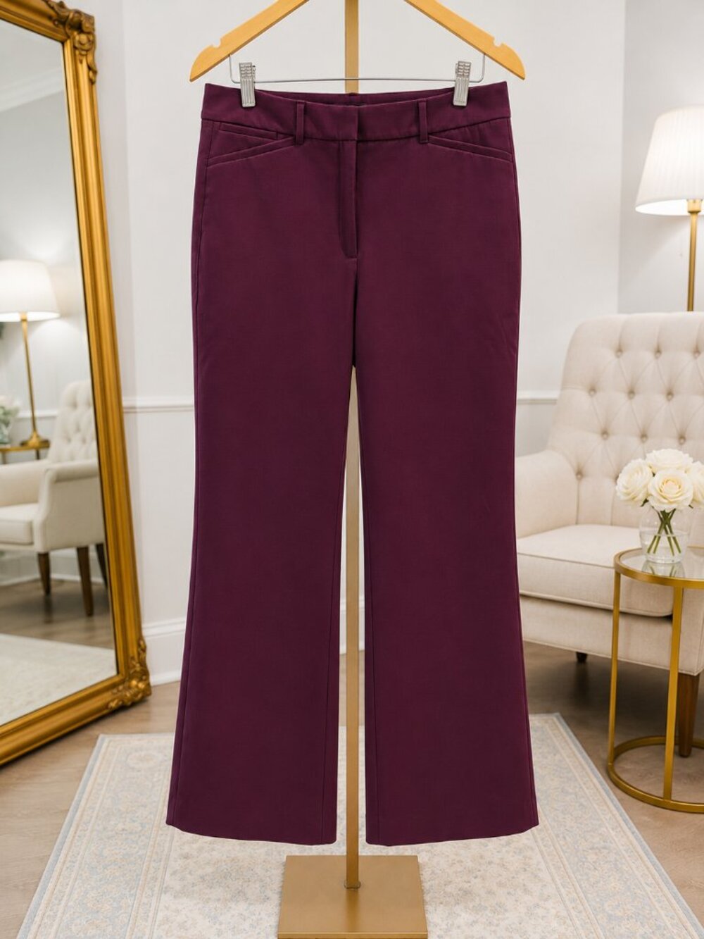 Burgandy Comfort Stretch (slim boot) Pants, Size 10, White House Black Market